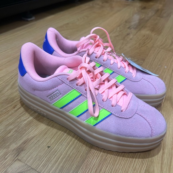 adidas Shoes - Adidas Women's Pink Sneakers with Neon Green Accents